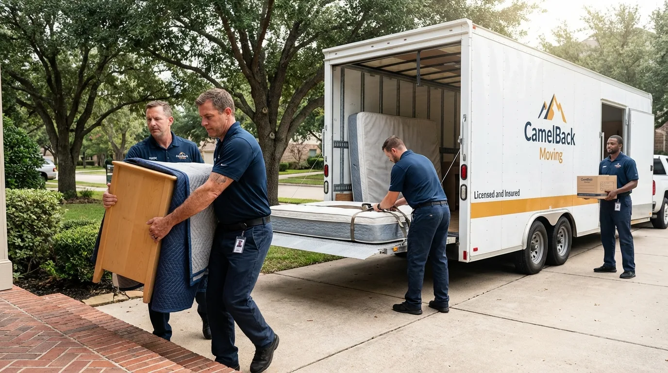 Crew loading residential truck for cross-state move from Sparta, GA