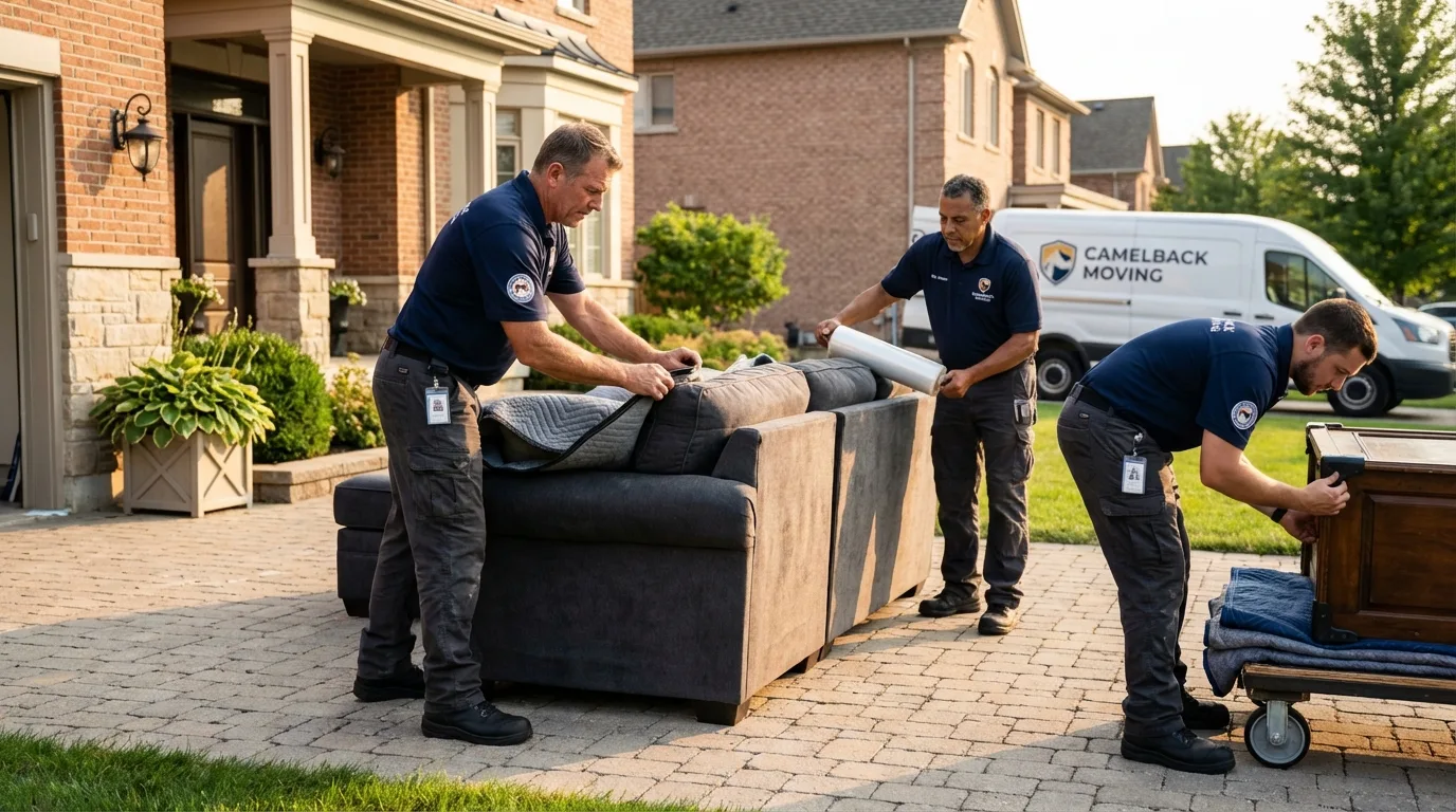 Large estate moving crew wrapping furniture in Sparta, GA